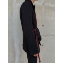 Men Irregular Patchwork Belted Casual Long Sleeve Blazer