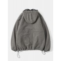 Mens Patchwork Long Sleeve Double Pocket Plush Hooded Jacket