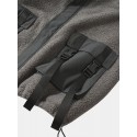 Mens Patchwork Long Sleeve Double Pocket Plush Hooded Jacket