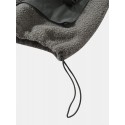 Mens Patchwork Long Sleeve Double Pocket Plush Hooded Jacket