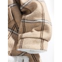 Mens Plaid Button Front Lapel Sherpa Lined Warm Double Pocket Jacket