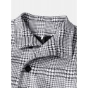 Mens Houndstooth Lapel Single-Breasted Mid-Length Trench Coats