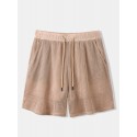 Mens Mesh Flap Pocket Casual Drawstring Waist Shorts