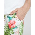 Mens All Over Pineapple Floral Print Holiday Drawstring Short