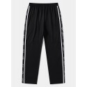 Mens Side Rose Print Ribbon Loose Drawstring Pants