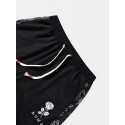 Mens Side Rose Print Ribbon Loose Drawstring Pants