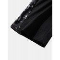 Mens Side Rose Print Ribbon Loose Drawstring Pants