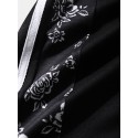 Mens Side Rose Print Ribbon Loose Drawstring Pants