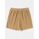 Mens Floral Print Patchwork Corduroy Loose Drawstring Shorts