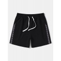 Mens Side Ethnic Ribbon Loose Drawstring Waist Shorts