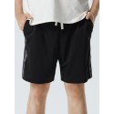 Mens Side Ethnic Ribbon Loose Drawstring Waist Shorts