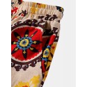 Mens Floral Totem Print Casual Drawstring Waist Shorts