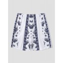 Mens Plant Print Loose Elastic Waist Shorts With Pocket
