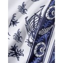 Mens Plant Print Loose Elastic Waist Shorts With Pocket