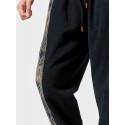 Mens Ethnic Totem Print Patchwork Loose Drawstring Waist Pants