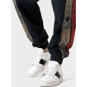 Mens Ethnic Totem Print Patchwork Loose Drawstring Waist Pants