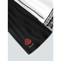 Mens Rose Ethnic Geometric Print Patchwork Drawstring Waist Shorts