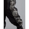Mens Ethnic Paisley Print Patchwork Loose Drawstring Jogger Pants