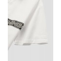 Mens Geometric Pattern Ribbon Button Up Cotton Short Sleeve Shirts