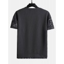 Mens Ethnic Paisley Print Stitching Texture Short Sleeve T-Shirts