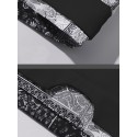 Mens Ethnic Paisley Print Stitching Texture Short Sleeve T-Shirts