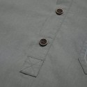 Mens Linen Chest Pocket Causal Loose Long Sleeve Henley Shirt