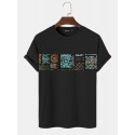 Mens Tribal Pattern Patchwork Crew Neck Short Sleeve T-Shirts