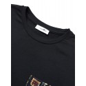 Mens Japanese Cat Geometric Print Crew Neck Short Sleeve T-Shirts