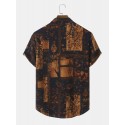 Mens Flower Plant Print Button Up Holiday Short Sleeve Shirts