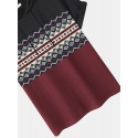 Mens Ethnic Pattern Hem Cuff Hooded T-Shirts