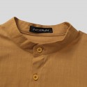 Men Cotton Solid Button down stand Collar Breathable Shirts