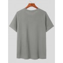Mens Plain Two-button Short Sleeve Summer Casual T-Shirt