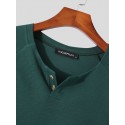 Mens Plain Two-button Short Sleeve Summer Casual T-Shirt