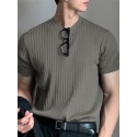 Mens Rib Knitted Crew Neck T-Shirt