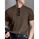 Mens Rib Knitted Crew Neck T-Shirt