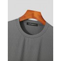 Mens Rib Knitted Crew Neck T-Shirt
