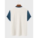 Mens Argyle Rose Print Crew Neck Ethnic Short Sleeve T-Shirts