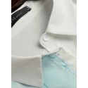 Women Graffiti Print Lapel Side Split Long Sleeve High Low Hem Casual Blouses