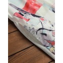 Women Graffiti Print Lapel Side Split Long Sleeve High Low Hem Casual Blouses
