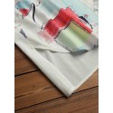 Women Graffiti Print Lapel Side Split Long Sleeve High Low Hem Casual Blouses