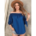 Shirring Tie-Up At Cuffs One Shoulder Backless Casual Blouse