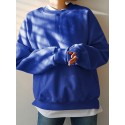 Women Solid Color Round Neck Puff Sleeve Narrow Cuff Long Sleeve Pullover Sweatshirt