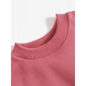 Women Solid Color Round Neck Puff Sleeve Narrow Cuff Long Sleeve Pullover Sweatshirt