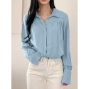 Solid Long Sleeve Lapel Casual Button Front Shirt