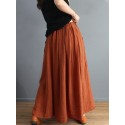 Women Plaid Patchwork Elastic Waist Swing Skirt With Pocket
