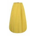 Women Cotton High Elastic Waist Side Pocket Zipper Solid Casual Skirts
