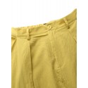 Women Cotton High Elastic Waist Side Pocket Zipper Solid Casual Skirts