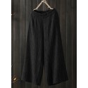 Women High Elastic Waist Loose Wide Leg Pants with Pockets