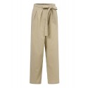 Women Cotton Solid Color Lace-up Design Elastic Back Waist Casual Pants