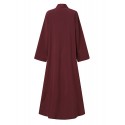Women Vintage Solid Color Loose Casual Cardigan Abaya聽Kaftan Long Sleeve Robe